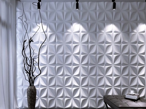 Gạch dán tường 3D phòng khách độc đáo