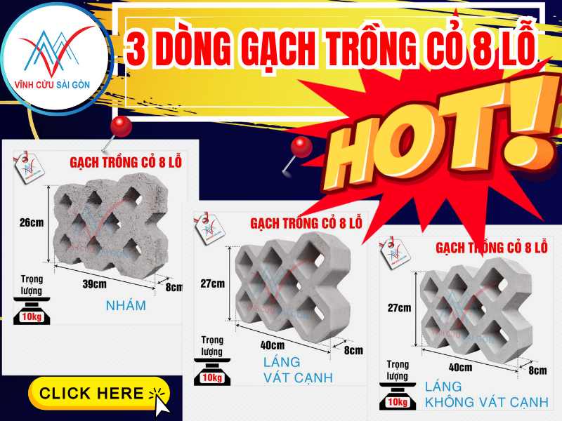 Gạch trồng cỏ 8 lỗ