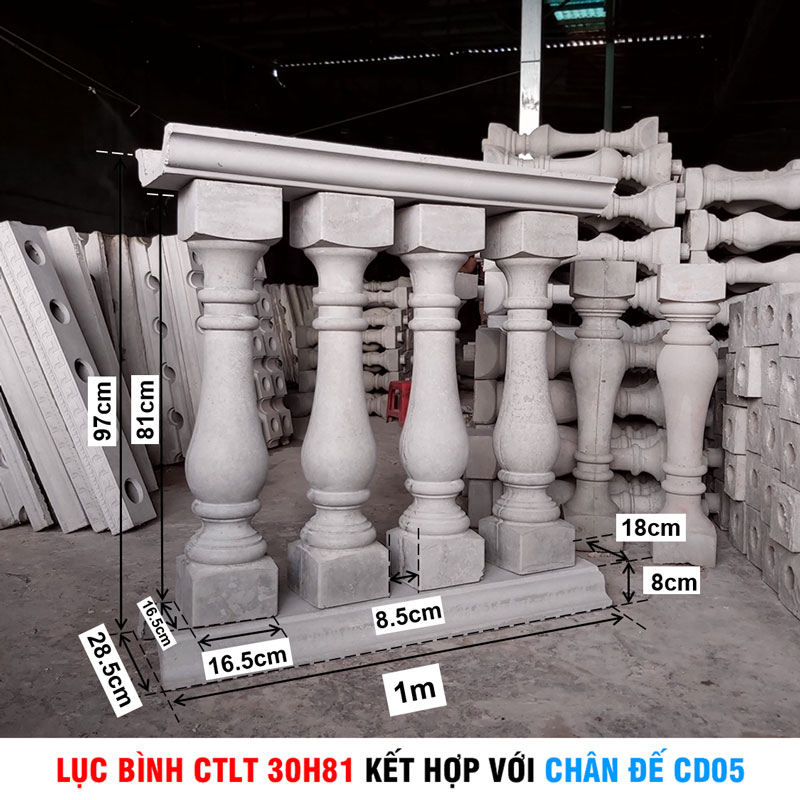 Lục bình (con tiện) CTLT 30H81 kết hợp với chân đế CD05