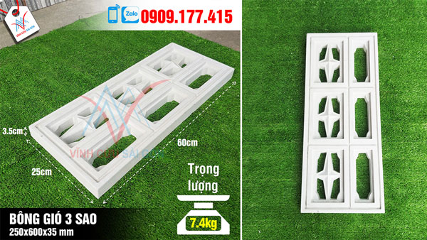 Thông số kỹ thuật Gạch bông gió 3 sao 25x60cm