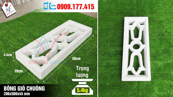 Thông số kỹ thuật Gạch bông gió chuông 20x50cm
