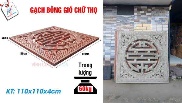Thông số kỹ thuật của gạch bông gió chữ thọ 1100