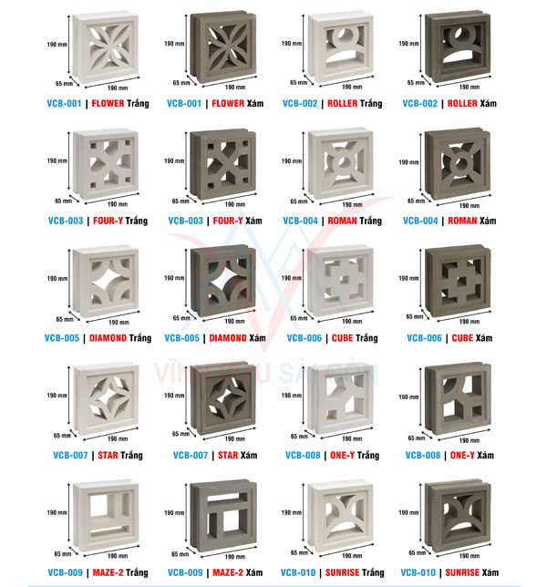 Gạch bông gió xi măng 20x20cm