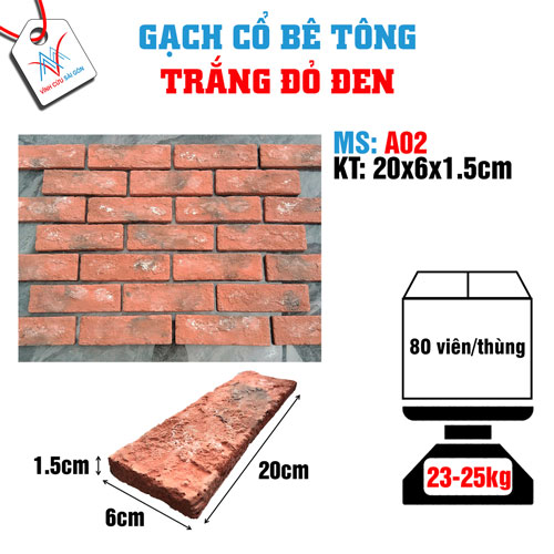 Gạch cổ trắng đỏ đen A02