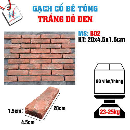 Gạch cổ trắng đỏ đen B02