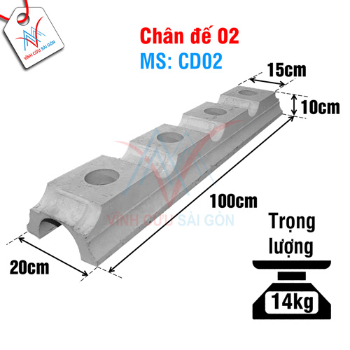 Kích thước của Chân đế 02 (Mã CD02).