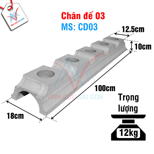 Kích thước của Chân đế 03 (Mã CD03).