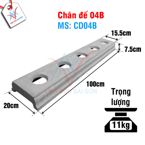 Kích thước của Chân đế 04B (Mã CD04B).