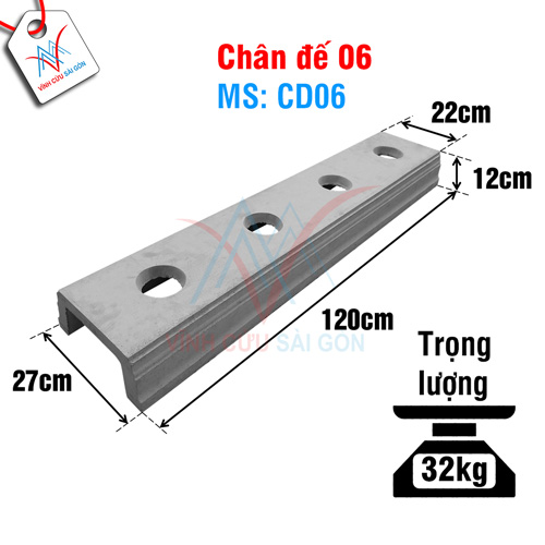 Kích thước của Chân đế 06 (Mã CD06).