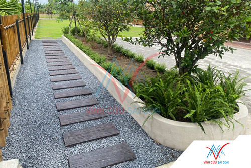 Công trình thực tế sử dụng Bê tông giả gỗ B12 Đen nâu