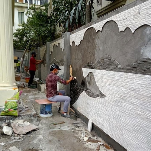 Công trình sử dụng đá chẻ trắng muối.
