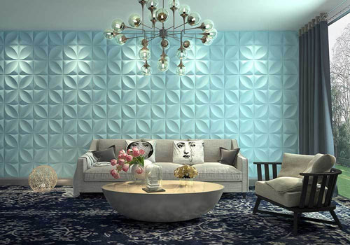 Gạch 3d ốp tường tạo không gian sang trọng và hiện đại cho phòng khách
