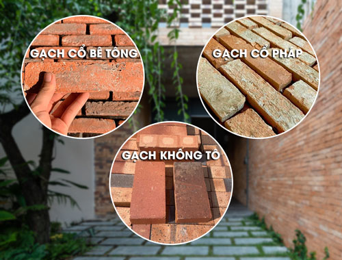 Gạch cổ ốp tường cảnh quan sân vườn