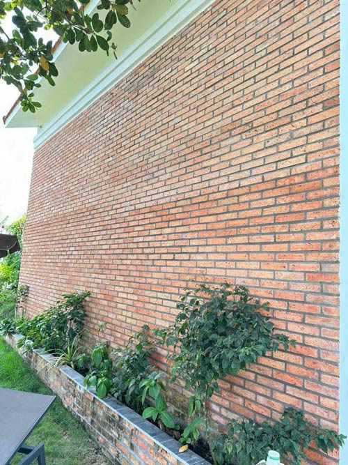 Gạch cổ ốp tường cảnh quan sân vườn