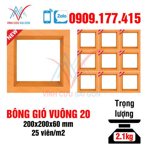 Bông gió vuông 20